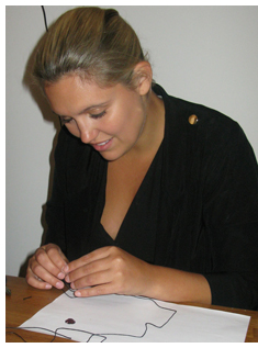 Sarah Ramwell, CSR Manager at Reed Smith, take part in the jewellery workshops