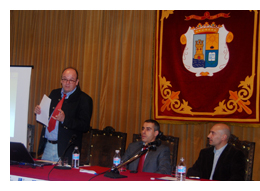 Hans A. B�ck, director de Lawyerpress.com, Ignacio Palomo, presidente de la Agrupaci�n de Abogados J�venes de Alcal� de Henares y Eduardo Fern�ndez Rojo, Director General de RIM (Blackberry)