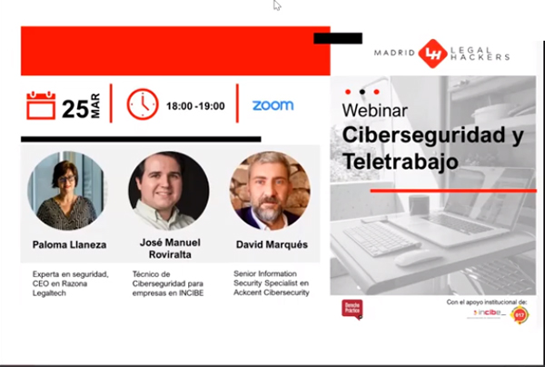 Legal Hackers Madrid webinar “Ciberseguridad y Teletrabajo”
