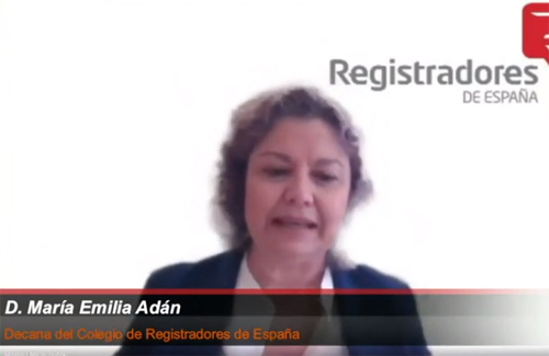 La decana del Colegio de Registradores de España, María Emilia Adán