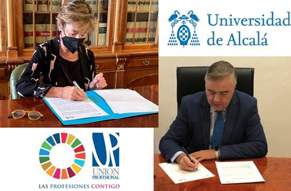 Victoria Ortega, presidenta de Unión Profesional y Francisco Javier de la Mata, vicerrector de Investigación y Transferencia de la Universidad de Alcalá de Henares