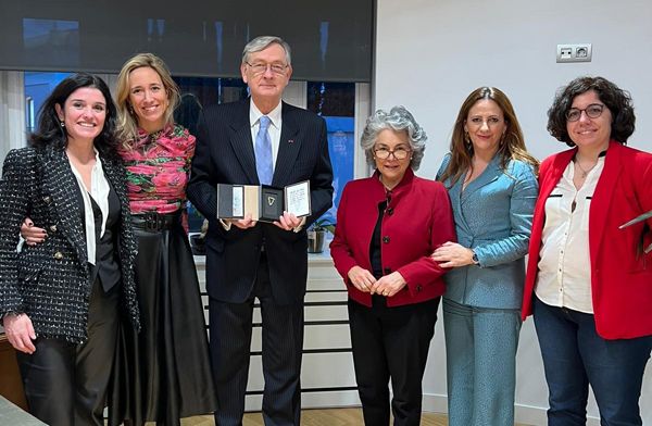 Julia Fernández del Banco Santander, Marlen Estévez, presidenta de WLW, Danilo Turk, presidente de Club de Madrid, María Elena Agüero, Secretaria General de Club de Madrid, Ana Belen Martínez secretaria general, y directora de Relaciones Institucionales de WLW y Pilar Ponce, presidenta del Consejo Escolar de la Comunidad de Madrid