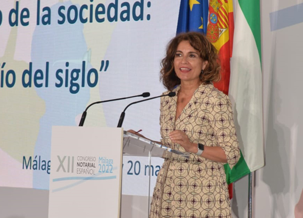 María Jesús Montero, ministra de Hacienda y Función Pública, en la clausura del XII Congreso Notarial Español