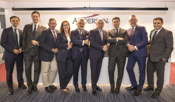 Jorge de Gorría (Socio), José Cortés (Counsel), Pedro Apalategui (Of Counsel), Regina Apalategui (Counsel), Alfonso Casado (Socio), Fernando Taboada (Of Counsel), José Miguel Soriano (Socio y Director de la oficina de Málaga), José Vicente Morote (Socio Director de Andersen Iberia) y Rafael Perea (Socio)