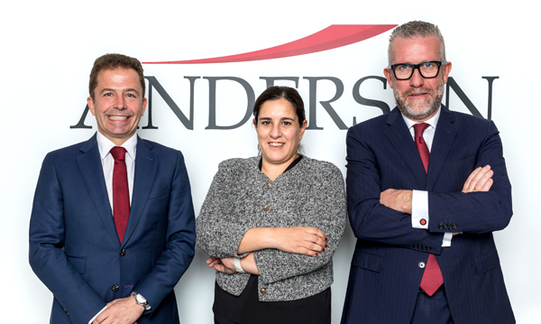 José Mota, Socio de Andersen Iberia y Director de la oficina en Lisboa; Inês Pinto da Costa, Socia de Andersen Iberia, y José Vicente Morote, Socio Director de Andersen Iberia