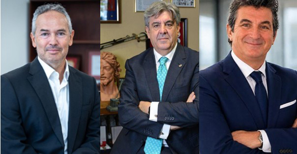 Antonio Rodríguez García, presidente del Tribunal de Instancia de Cádiz; José Adolfo Baturone Jerez, decano del Ilustre Colegio de Abogados de Cádiz y Jesús Abad Romero, delegado para Andalucía y Extremadura de IAG International Auction Group